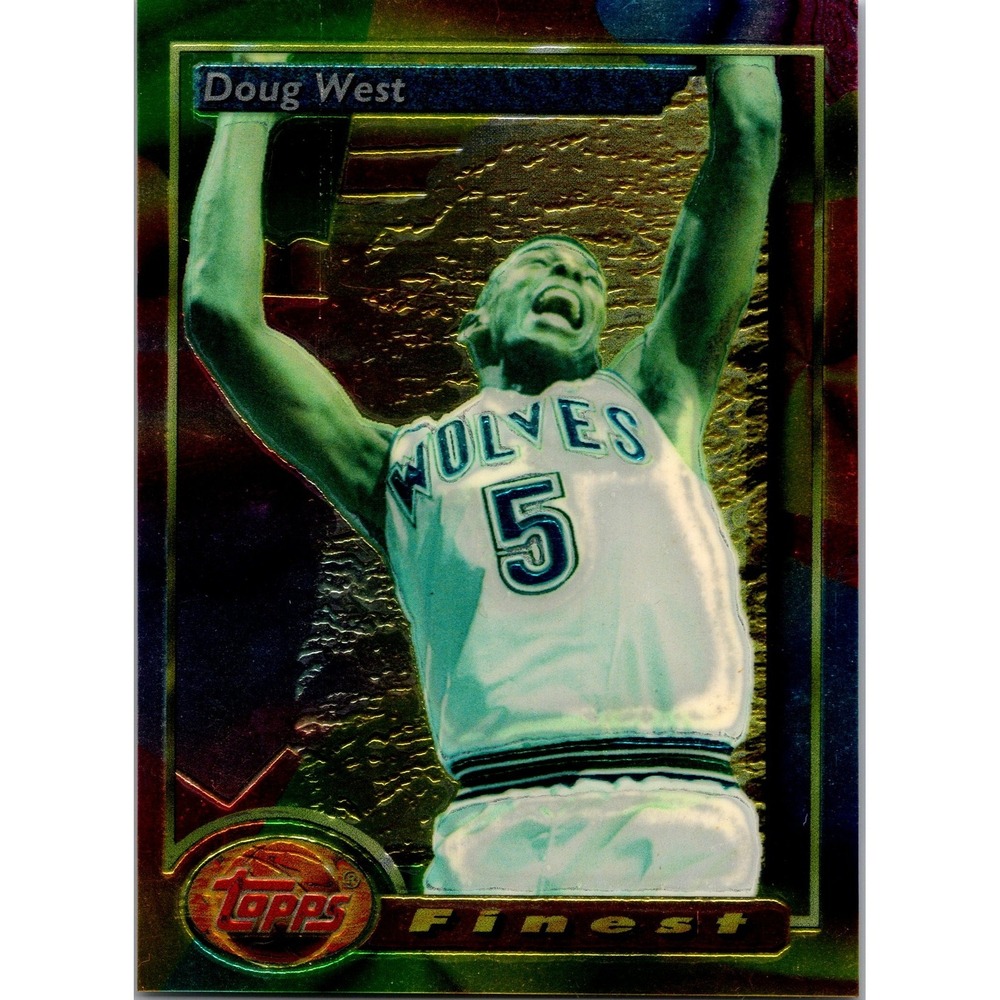 1993 Topps Finest Doug West Refractor 202 Minnesota Timberwolves Basketball Card